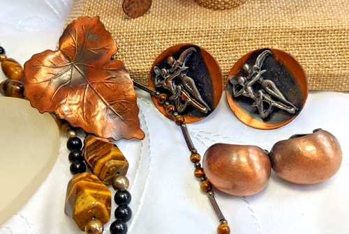 Vintage Mod Copper , Stone Jewelry Lot of 16 - Picture 6 of 19
