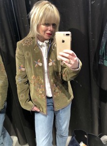 zara green velvet blazer