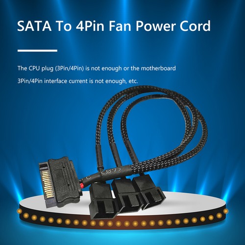 PC Fan Splitter Power Cable SATA to 4Pin Cooler Cooling Fan Extension Power Cord - Photo 6/8