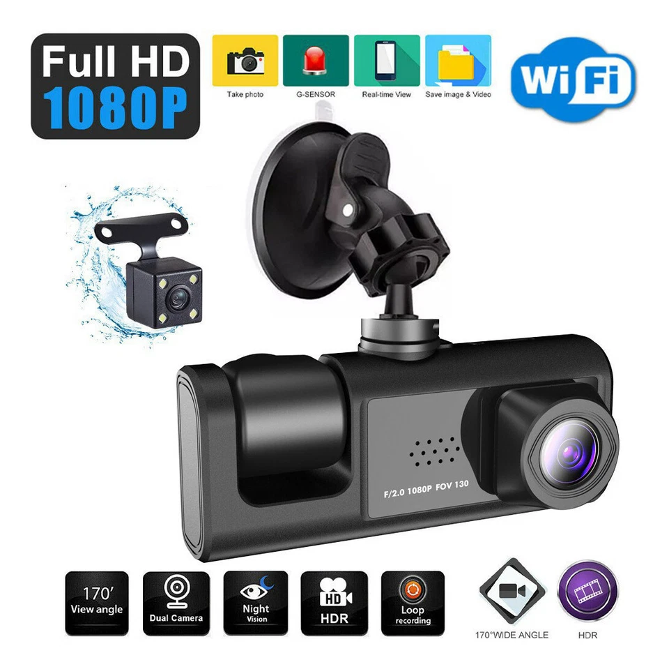 2-inch screen driving recorder HD 1080P three-lens surveillance night vision DVR - Image 3 of 4