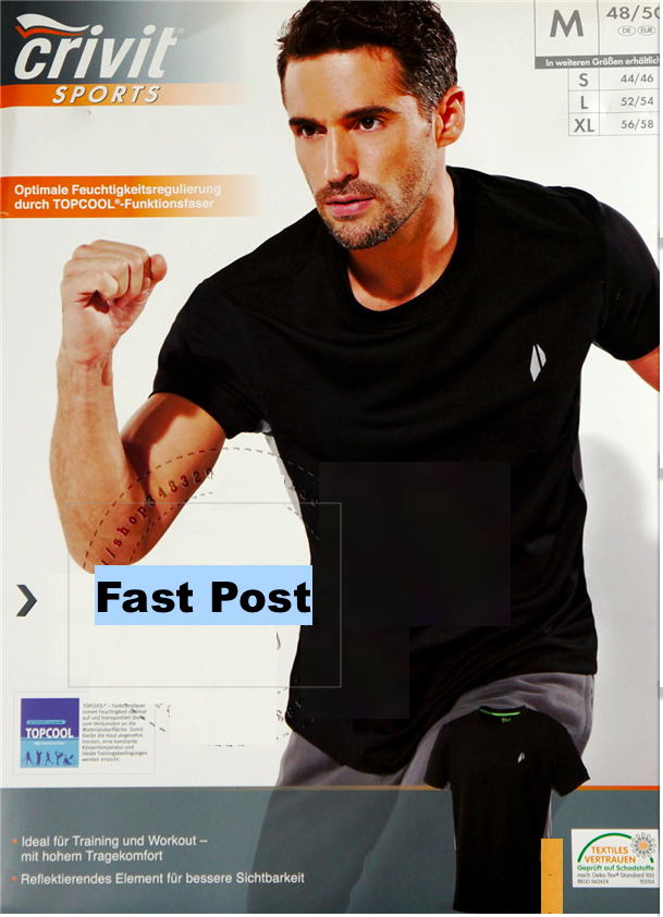 Original CRIVIT® Mens T-Shirt TOPCOOL®Fabric Performance Top Function Shirt  Vest