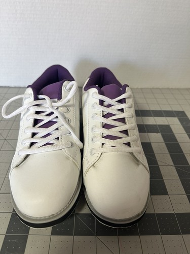 BSI Women's Classic White/Purple Bowling Sneakers Shoes - Size 7.5 - Nice!