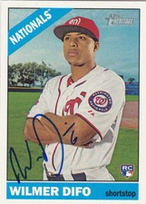 WILMER DIFO WASHINGTON NATIONALS SIGNED 2015 TOPPS HERITAGE ROOKIE BASEBALL CARD