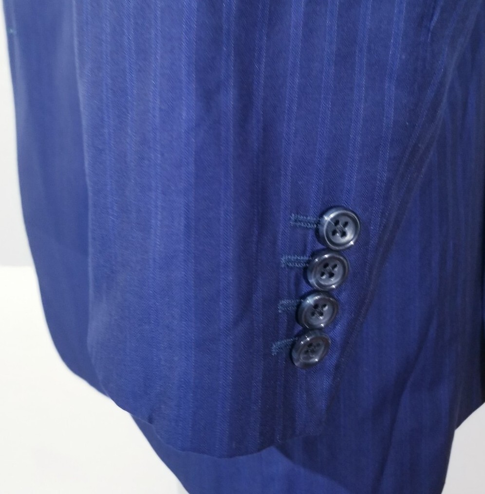 FILA Giacca tuta su misura Loro Piana lana seta blu canottaggio righe 2pz pantaloni 50R 42x31