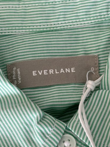 Everlane Size 0 Mint Green Striped Relaxed Fit Button Down Oxford Shirt - New - Picture 4 of 7
