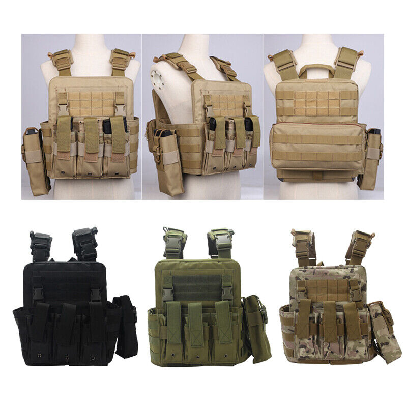 Military Tactical Vest Molle Airsoft Combat Assault Gear Plate C