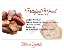 PETRIFIED WOOD Crystal Information Card, Double sided #HC120