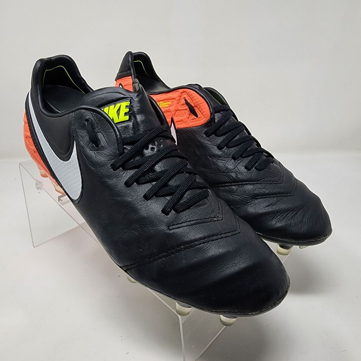 Nike Soccer Cleats Mens 6 Tiempo Legend VI Black Orange ACC Nike Soccer Cleats Mens 6 Tiempo Legend VI Black Orange ACC