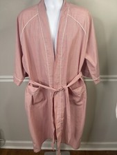 Vintage Bill Blass Robe Kimono Sleeves One Size Thin Striped Red White Short