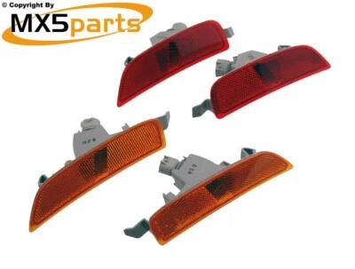 MX5 Bernstein & Rot Seitenmarkierung Stoßstange Reflektoren Set Mazda MX-5 Mk4 ND & RF 2015- - Bild 1 von 4