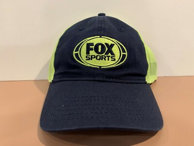 New FOX SPORTS Navy Blue Neon Green Baseball Cap Mesh Back Unstructured