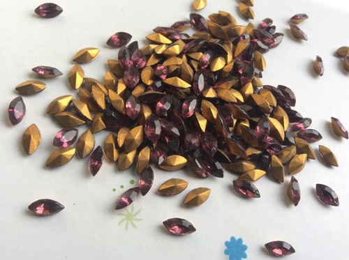 Vintage Czech navette rhinestones Colour Choice 8x4mm Foiled REPAIR CRAFT Pk 12 - Picture 12 of 33
