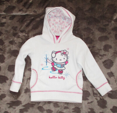 warmer flauschiger Fleece Kapuzenpullover Hello Kitty Gr. 104 Mädchen