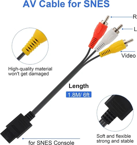 Audio AV RCA + AC-Kabel Netzteil Adapterkabel für Super Nintendo SNES Spiel Set - Bild 9 von 15