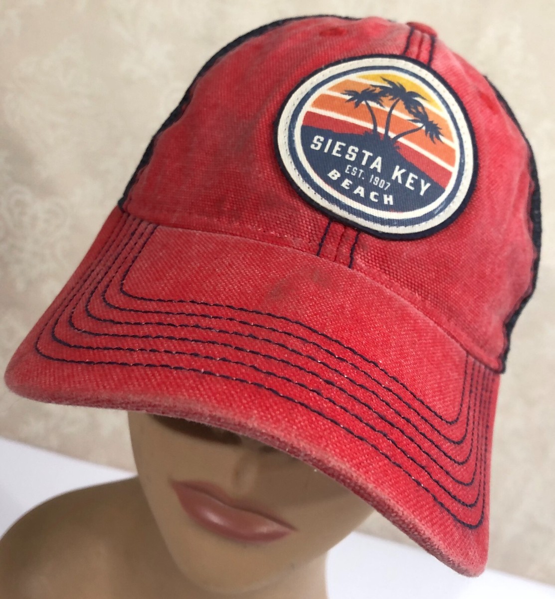 Siesta Key Beach Retro Mesh Red Snapback Baseball Cap Hat Legacy