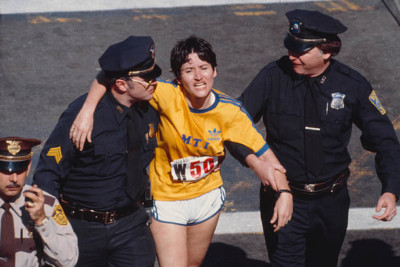 Rosie Ruiz is shown moments after crossing finish line as appa- 1980 4x6 Photo