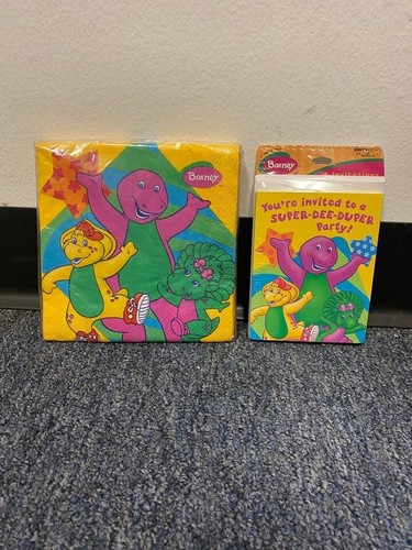 Barney birthday party napkins and invitations
