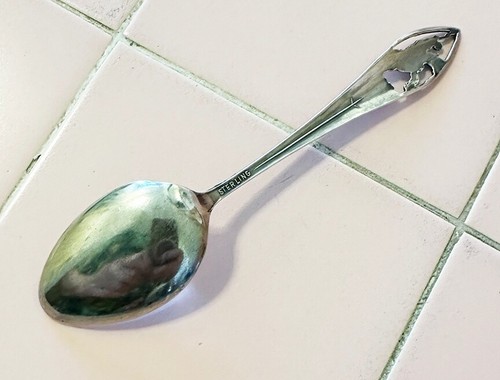 Vintage Sterling Silver Souvenir Spoon Las Vegas Nevada Cowboy Steer Head - Picture 3 of 4