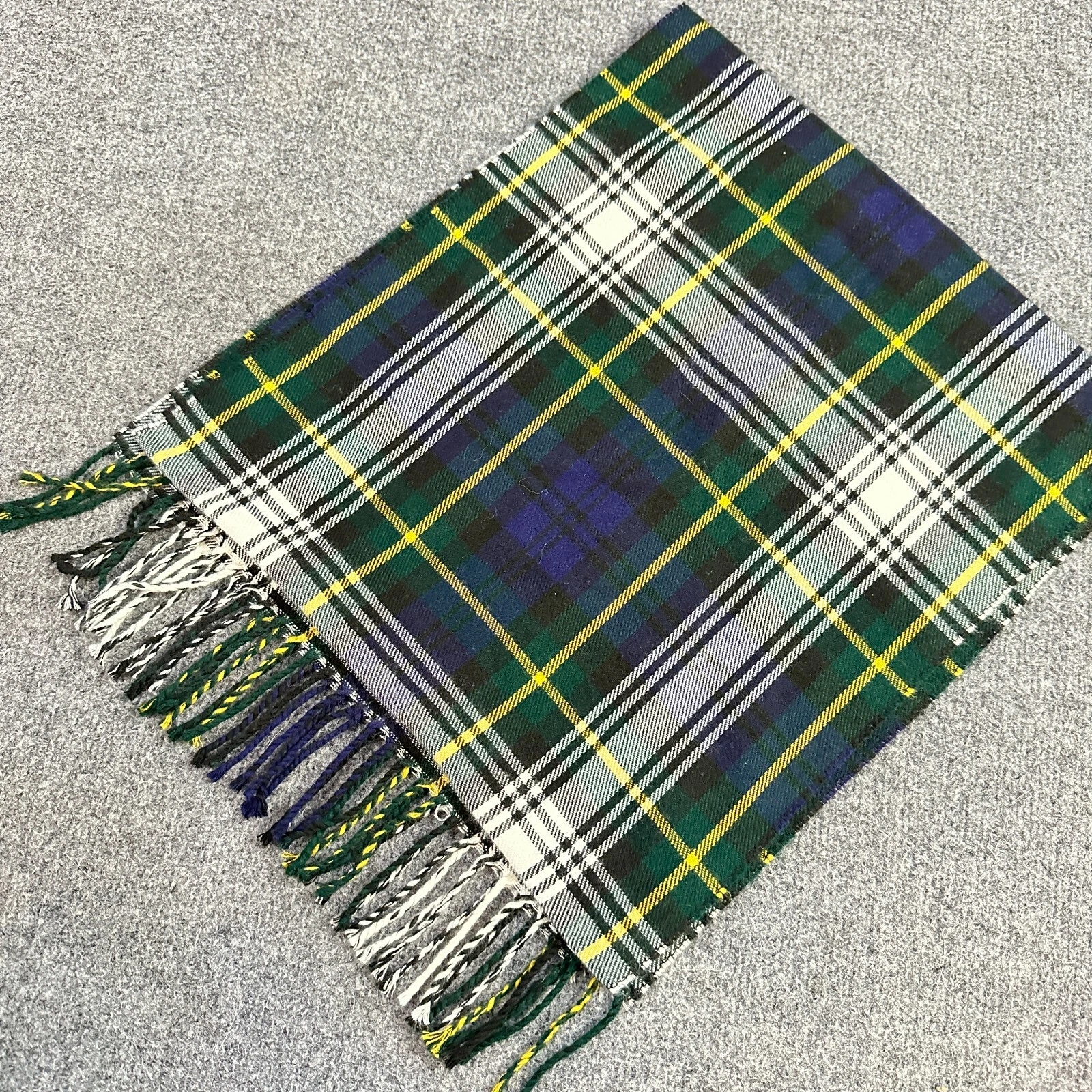 Écharpe Christian Dior bleu vert cachemare plaid vintage unisexe