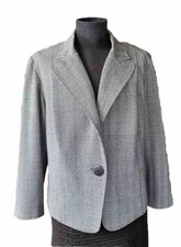 DressBarn Plus Size Dressy Blazer Jacket- Size 20 Gray Plaid Long Sleeve Lined