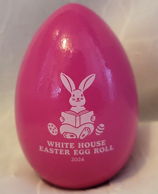 PINK 2024 OFFICIAL White House Wooden Easter Egg Signed Single Bunny Book NEW