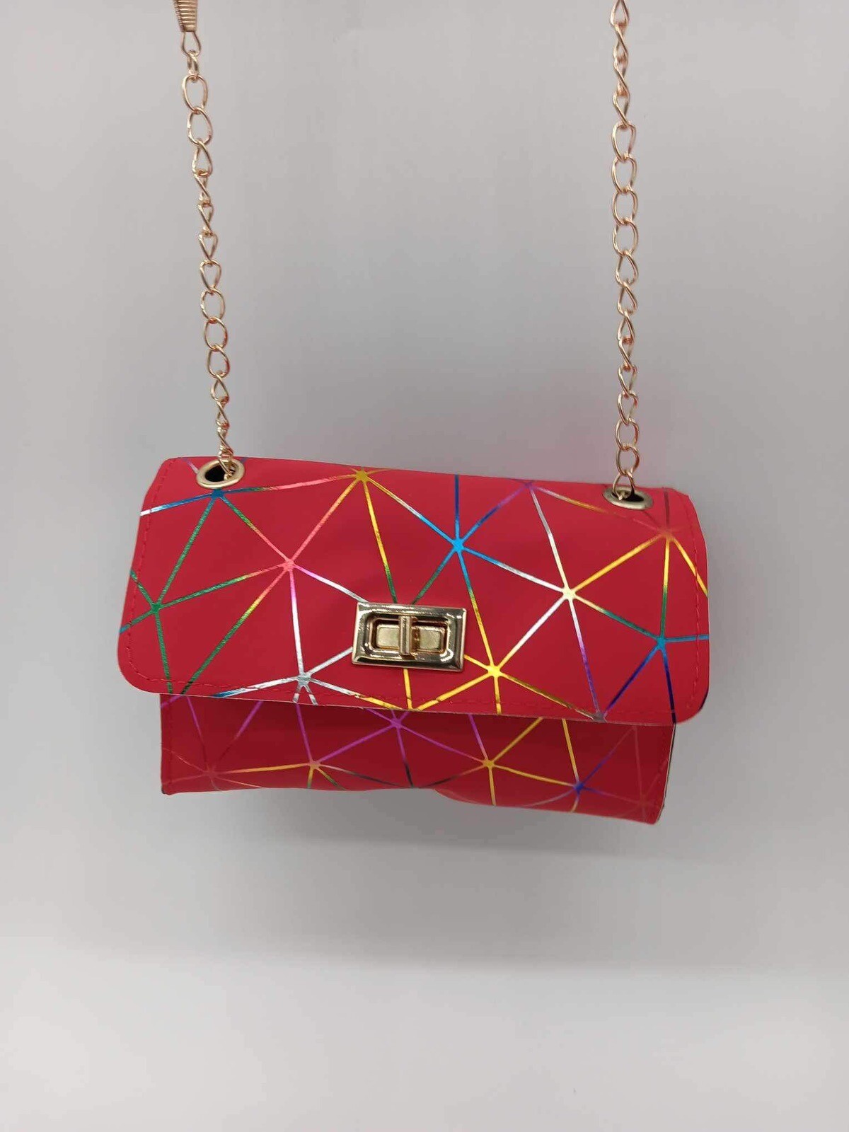 Red Geometric Small Shoulder Bag for Women-image