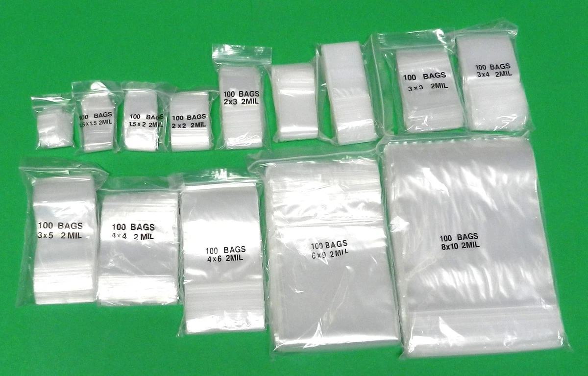 400 Zip Top Sealing Lock Bags Small Square Assortment Sizes