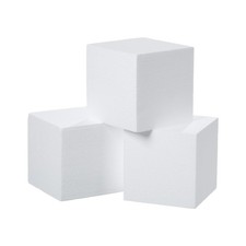 3 Pack Craft Foam Blocks 5x5x5 Inch Polystyrene Square Foam Cubes for Arts Sc...