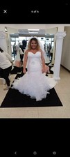 White Organza Mermaid Wedding Dress Sweetheart Neckline Ruffles Sleeveless
