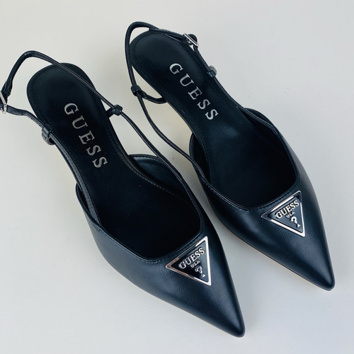 Guess Jesson 2 Black Slingback Kitten Heels Shoes Womens 7.5 Pointed Toe NEW
