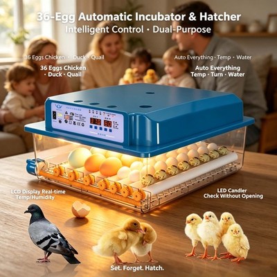 36 Eggs Fully Automatic Incubator Intelligent For Chicken Duck Goose Egg Hatcher