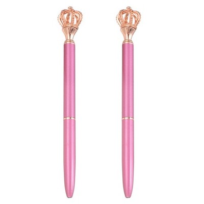 Crown Ballpoint Pen 2Pcs 1.0mm Black Ink with Crown Top Light Lavender/Rose Gold