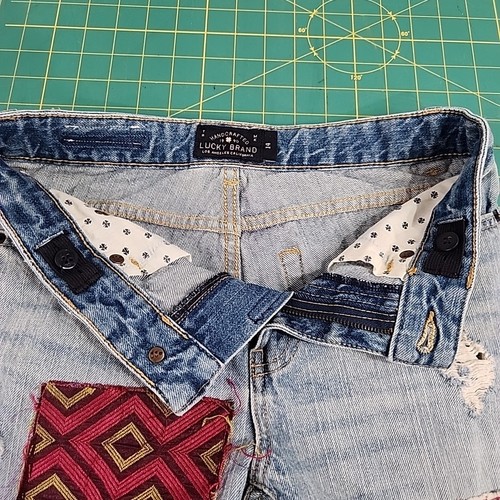 Lucky Brand Jeans Classic Straight Patchwork Distressed Blue Girls Youth Size 14 - Picture 8 of 24