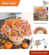 Artificial Fall Flowers Faux Mums Daisy Eucalyptus for Indoor Outdoor Decoration