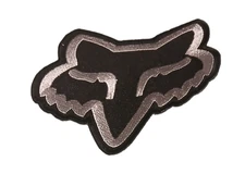 fox embroidered patch 3.5 X 3.0 inch iron on sewn on black and silver new