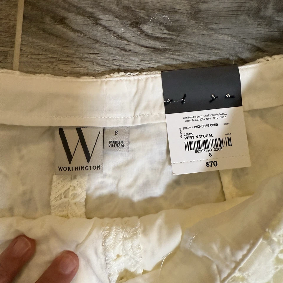 Pantalones Cortos Worthington Crema Para Mujer 8 Capas Festoneadas Encaje Crochet Boho Nuevos con Etiquetas $70 Foto 4 de 4