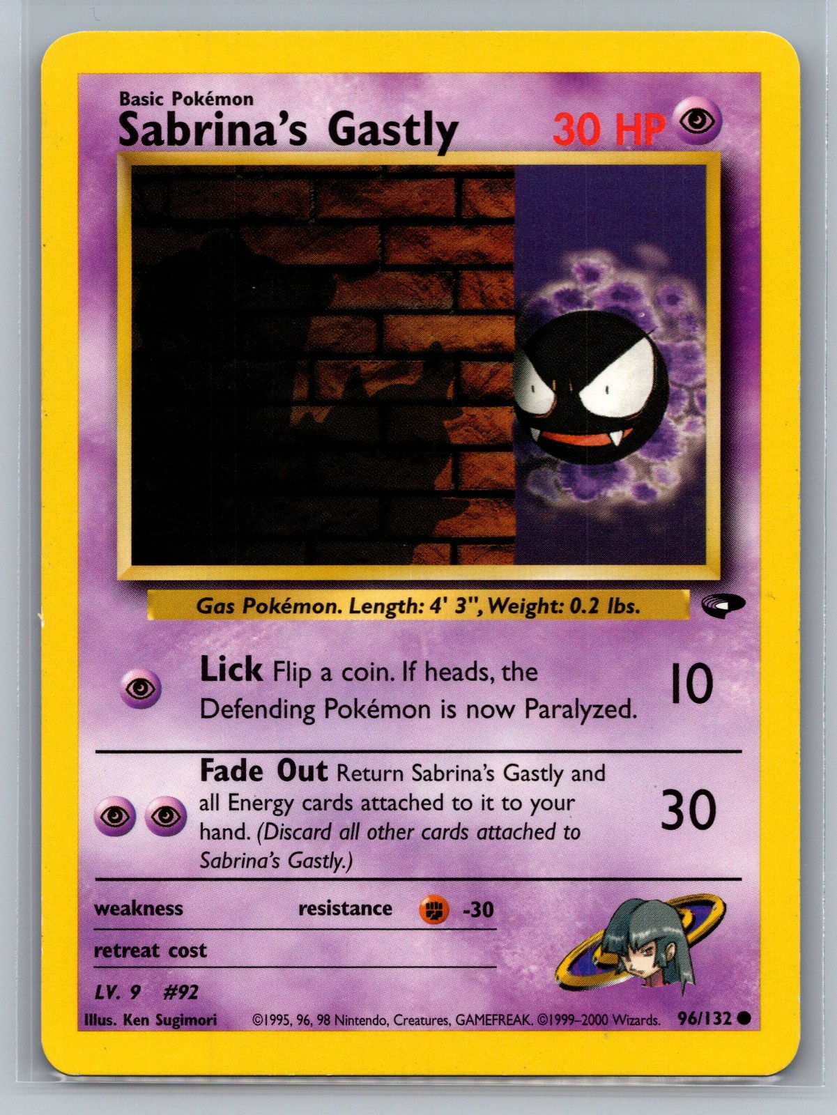 Sabrina's Gastly (96) Gym Challenge #096/132 Common Pokemon Card