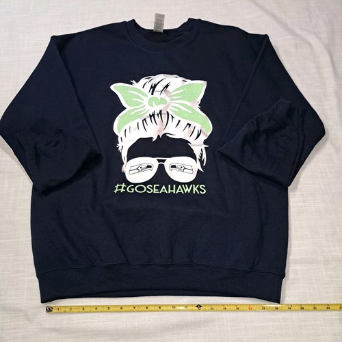 NFL Seattle Seahawks Football Glidan Sweatshirt L Womens Blue Gohawks 12 Man - Picture 3 of 5