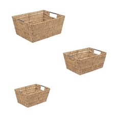 3 Pack Multi-Sized Set Rattan Storage Tote Baskets Natural