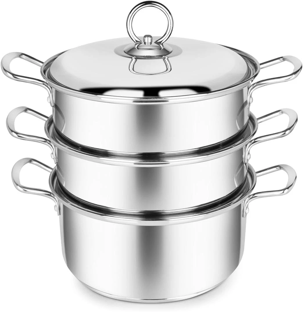 Penguin Home® Professional Induction-Safe Stainless Steel 3 Tier Steamer