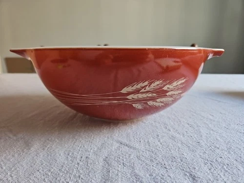 Pyrex 444 Autumn Harvest Wheat Cinderella Nesting Mixing Bowl 4 Qt Vintage