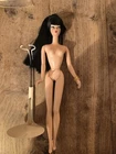 Vintage Barbie Black Hair Fringe Ponytail Anos 60? Nude with Base - Identi