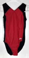 GK Elite AS Gymnastics Dance Leotard Adult Small Black Red Nylon blend