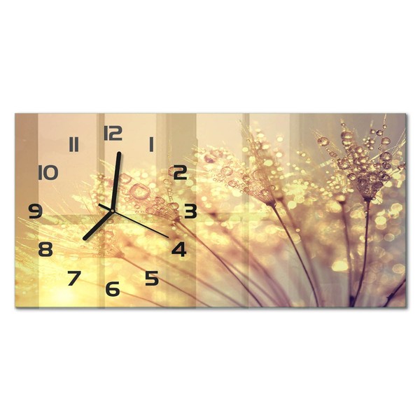Stilvolle Wanduhr Aus GehäRtetem Glas LöWenzahnsamen Schwarze Zeiger 60X30 Cm-image
