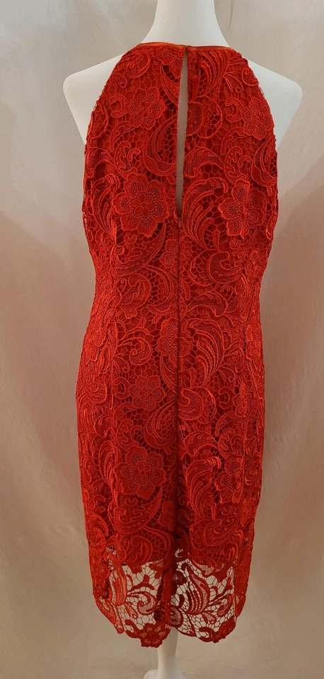 Gr 42 Debenhams Designer Spitzen Kleid Rot 2-lagig sehr schön Maße beachten! - Bild 4 von 4