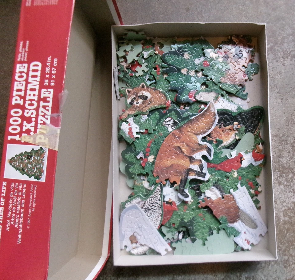 Rompecabezas Árbol de la Vida de Navidad de colección FX Schmid 1000 piezas 3' de largo 1997 Foto 2 de 2