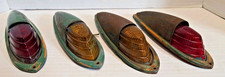 4 Vtg 1940s 50s Arrow 39 Red Yellow Lens Metal Truck Cab Marker Lights Parts