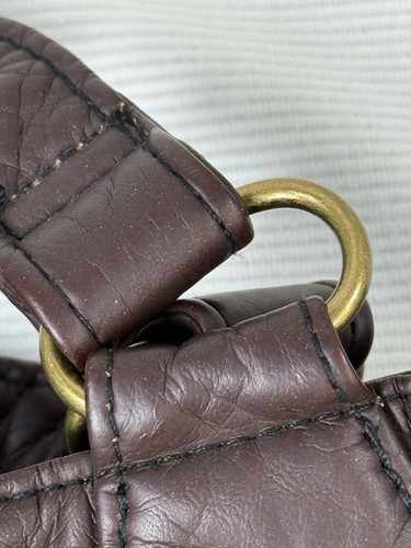 Vintage Y2K Joe Boxer Brown Soft Faux Leather Brass Bag Purse Street Wear - Picture 9 of 24