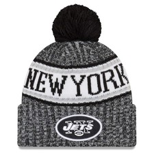 Authentic NWT New Era NFL Sideline 18 Black White Sport Knit Beanie With Pom