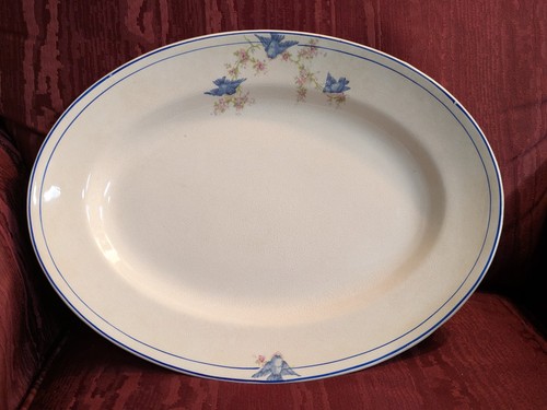 Antique Bluebird Pattern Salem China Co Platter Sweet 15 x 11 inches